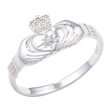 Load image into Gallery viewer, Sterling Silver Small CZ Claddagh Ring SKU 0136014
