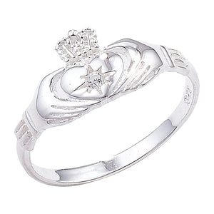 Sterling Silver Small CZ Claddagh Ring SKU 0136014