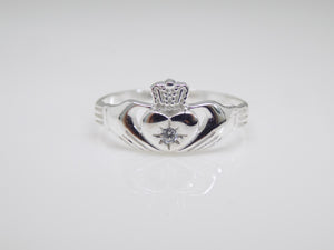 Sterling Silver Small CZ Claddagh Ring SKU 0136014