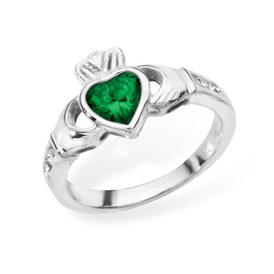 Sterling Silver Birthstone Claddagh Ring - May SKU 0136017