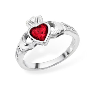 Sterling Silver Birthstone Claddagh Ring - January SKU 0136022