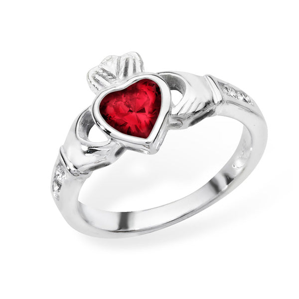 Sterling Silver Birthstone Claddagh Ring - January SKU 0136022