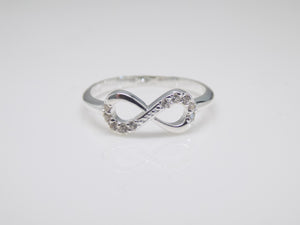 Sterling Silver Plain & CZ Infinity Ring SKU 0136028