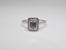 Load image into Gallery viewer, Sterling Silver Rectangle CZ &amp; CZ Halo Ring SKU 0136030
