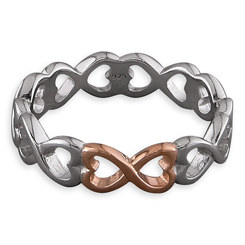 Sterling Silver 2 Tone Silver & Rose Infinity Band Ring SKU 0136036