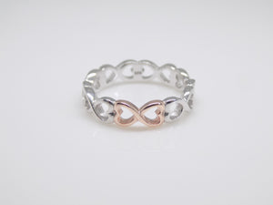 Sterling Silver 2 Tone Silver & Rose Infinity Band Ring SKU 0136036