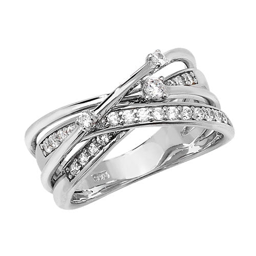 Sterling Silver 4 Strand Multi CZ Band Ring SKU 0136047