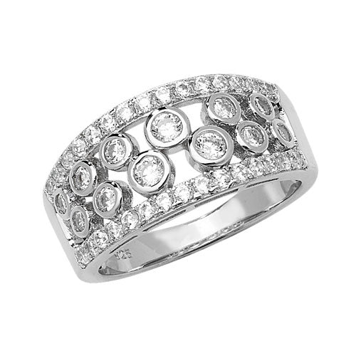 Sterling Silver 4 Row Bubble CZ Band Ring SKU 0136052