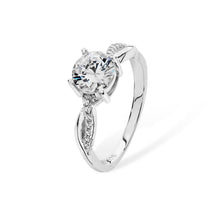 Load image into Gallery viewer, Sterling Silver Twist CZ Band CZ Solitaire Ring SKU 0136072
