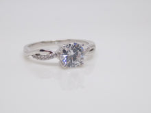 Load image into Gallery viewer, Sterling Silver Twist CZ Band CZ Solitaire Ring SKU 0136072
