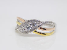 Load image into Gallery viewer, Sterling Silver Rose &amp; Yellow Finish Fancy CZ Band Ring SKU 0136073
