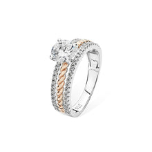 Load image into Gallery viewer, Sterling Silver 2 Tone Rose Finish CZ Band Solitaire CZ Ring SKU 0136075
