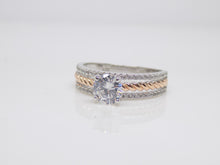 Load image into Gallery viewer, Sterling Silver 2 Tone Rose Finish CZ Band Solitaire CZ Ring SKU 0136075
