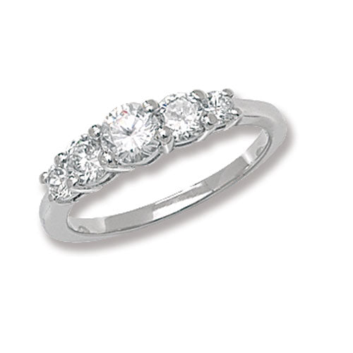 Sterling Silver 5 CZ Ring SKU 0136095