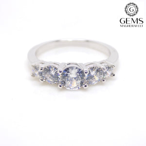 Sterling Silver 5 CZ Ring SKU 0136095