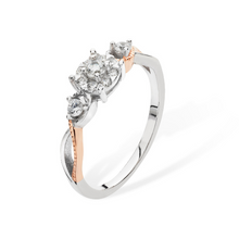 Load image into Gallery viewer, Sterling Silver 2 Tone Rose Finish CZ 3 Stone Ring SKU 0136103
