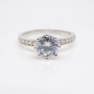 Sterling Silver CZ on CZ Shoulders Ring SKU 0136104