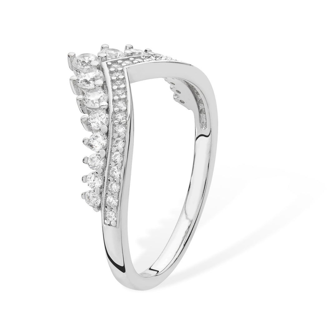 Sterling Silver CZ Wishbone Ring SKU 0136113