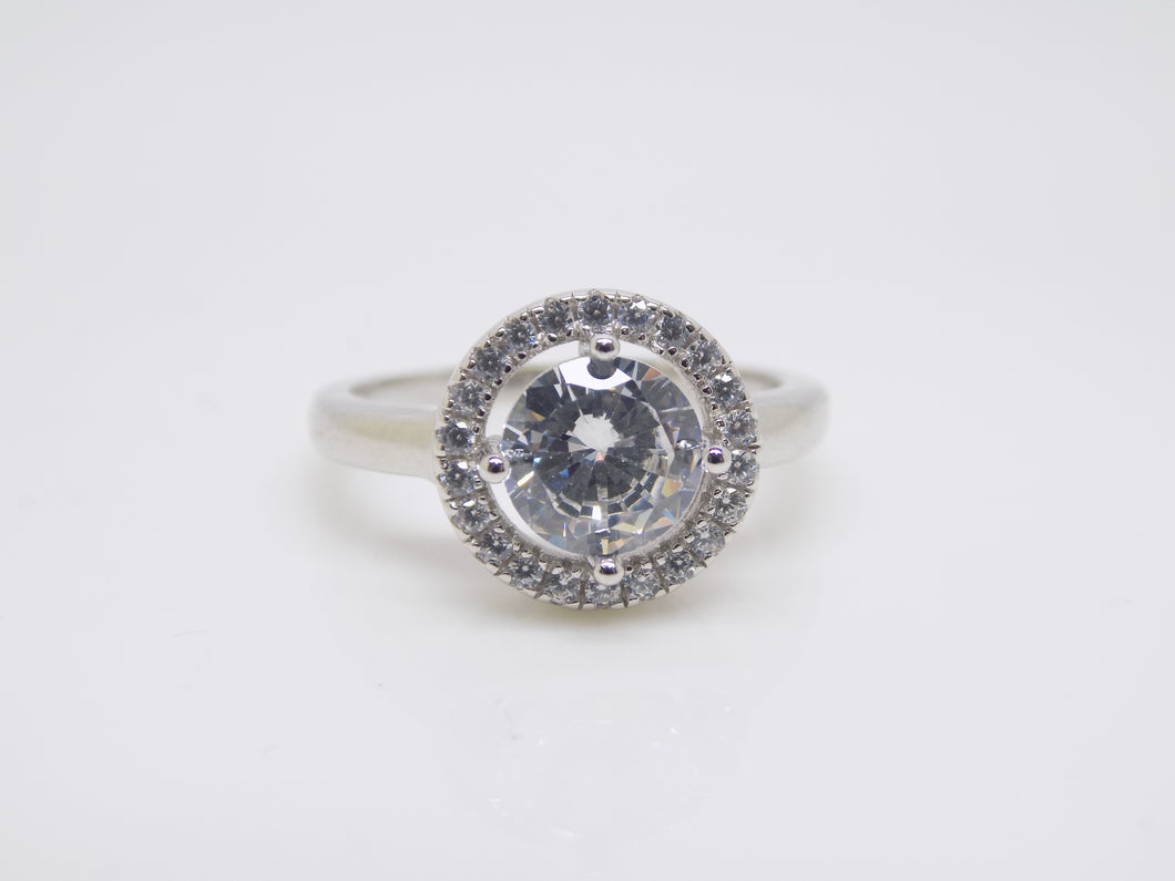 Sterling Silver Halo CZ Ring SKU 0136121