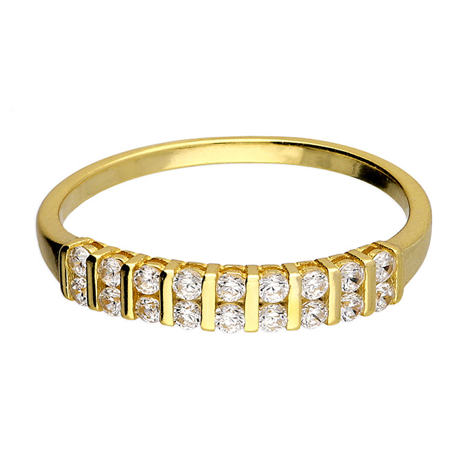 Sterling Silver Bar Set Double Row CZ Eternity Style Ring SKU 0136149