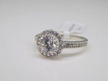 Load image into Gallery viewer, Sterling Silver CZ Band CZ Halo Ring SKU 0136190
