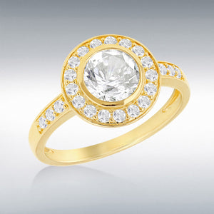 Sterling Silver Gold Finish CZ Ring SKU 0136203