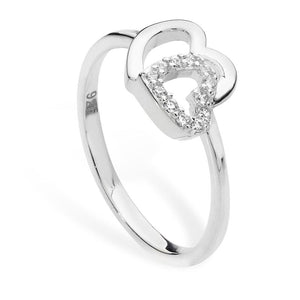 Sterling Silver Plain & CZ Interlinked Double Heart Ring SKU 0136204