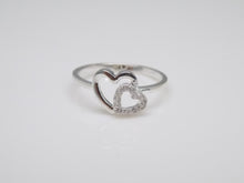 Load image into Gallery viewer, Sterling Silver Plain &amp; CZ Interlinked Double Heart Ring SKU 0136204
