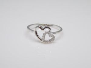 Sterling Silver Plain & CZ Interlinked Double Heart Ring SKU 0136204