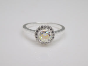 Sterling Silver Fancy Round CZ & CZ Halo Ring SKU 0136229