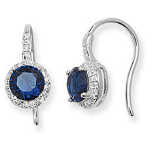 Load image into Gallery viewer, Sterling Silver Blue &amp; Clear CZ Mini Drop Earrings SKU 0142014
