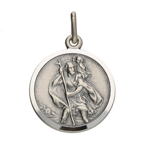 Sterling Silver Oxidised Round St.Christopher SKU 0143003