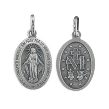 Load image into Gallery viewer, Sterling Silver Oxidised Oval Miraculous Medal SKU 0143005
