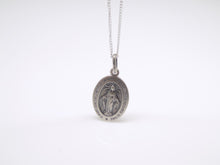 Load image into Gallery viewer, Sterling Silver Oxidised Oval Miraculous Medal SKU 0143005
