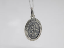 Load image into Gallery viewer, Sterling Silver Oxidised Oval St.Christopher SKU 0143006
