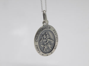 Sterling Silver Oxidised Oval St.Christopher SKU 0143006