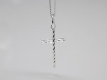 Load image into Gallery viewer, Sterling Silver Diamond Cut Thin Cross SKU 0143009
