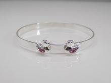 Load image into Gallery viewer, Sterling Silver Kids Double Ducks Pink CZ Bangle SKU 0302022
