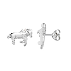 Sterling Silver Plain Horse Stud Earrings SKU 0306002
