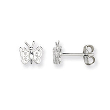 Load image into Gallery viewer, Sterling Silver Plain Butterfly Stud Earrings SKU 0306008
