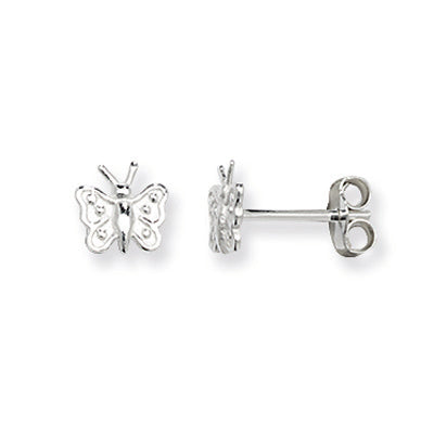 Sterling Silver Plain Butterfly Stud Earrings SKU 0306008