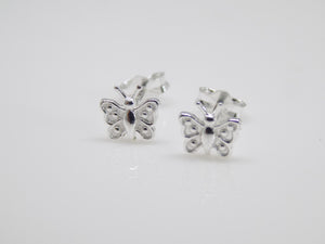 Sterling Silver Plain Butterfly Stud Earrings SKU 0306008