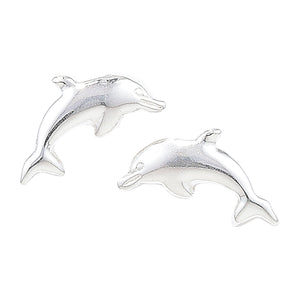 Sterling Silver Plain Dolphin Stud Earrings SKU 0306011