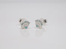 Load image into Gallery viewer, Sterling Silver White &amp; Blue Enamel Unicorn Stud Earrings SKU 0306013
