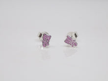 Load image into Gallery viewer, Sterling Silver Pink Enamel Small Teddy Stud Earrings SKU 0306015
