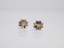 Load image into Gallery viewer, Sterling Silver Multi Colour Enamel Flower Stud Earrings SKU 0307013
