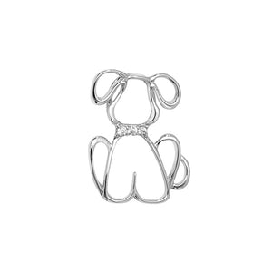 Sterling Silver Open Dog CZ Pendant SKU 0312007