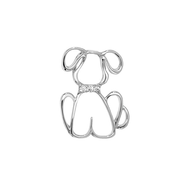 Sterling Silver Open Dog CZ Pendant SKU 0312007