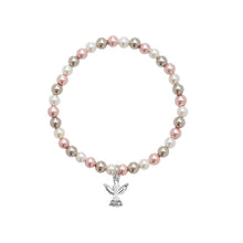 Load image into Gallery viewer, Sterling Silver Multi Colour Synthetic Pearl &amp; Angel Charm Bracelet SKU 0333002
