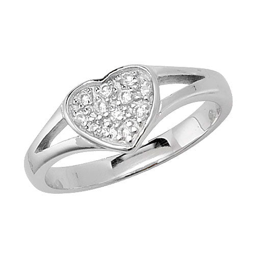 Sterling silver heart cz on sale ring